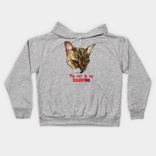 My Cat is my Valentine Kids Hoodie